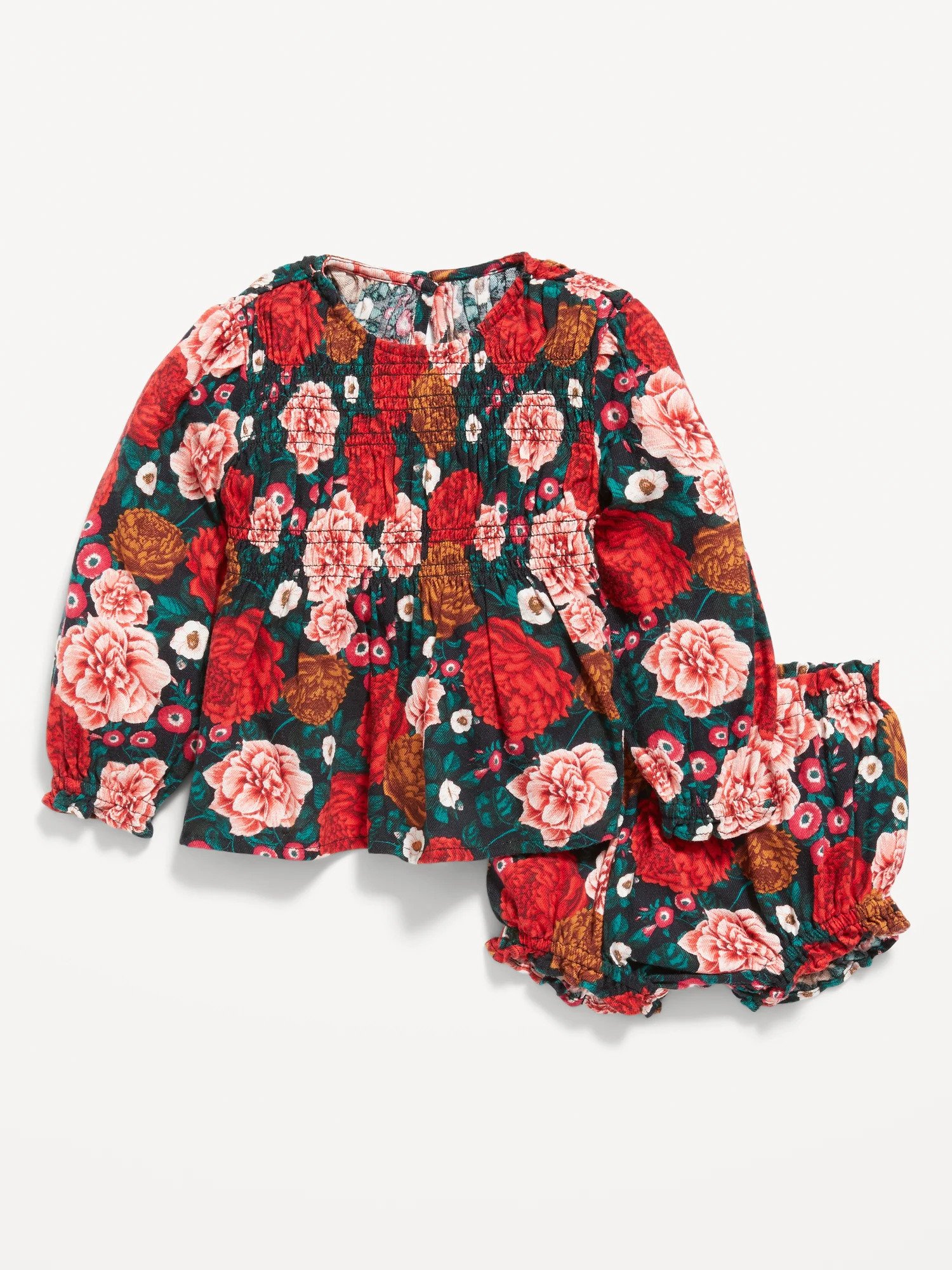    Floral Long-Sleeve Top and Bloomer Shorts Set for Baby, P1,650   