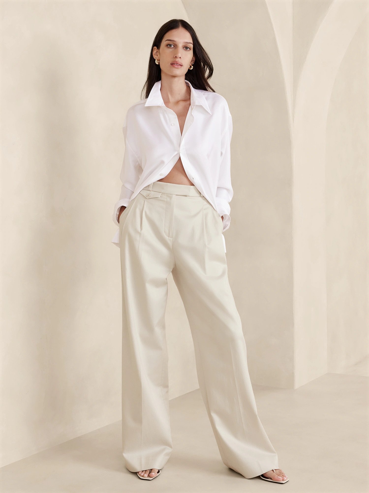 Carmel Pleated Wide-Leg Pant