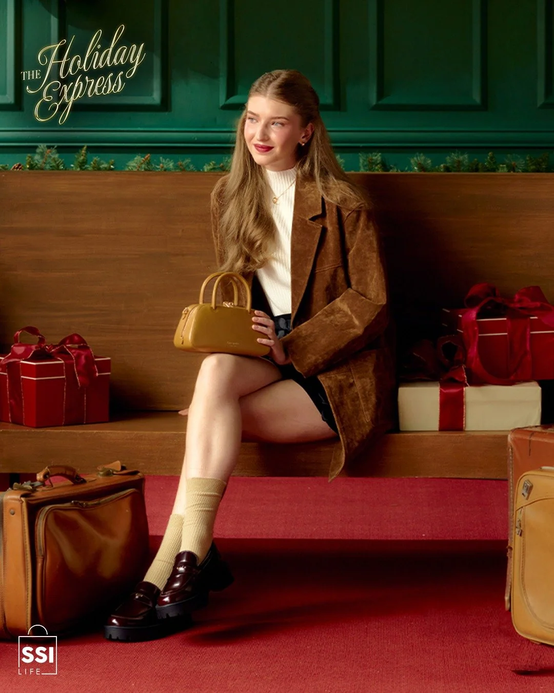Consider this your first-class look for the holidays 🍂🤎

Your ticket to a season of style starts here ssilife.com.ph/blog/holiday-2025.

On Helen: @sandroparis top, @zara blazer, skirt, and shoes, @toryburch necklace and earrings, and @katespadeny 