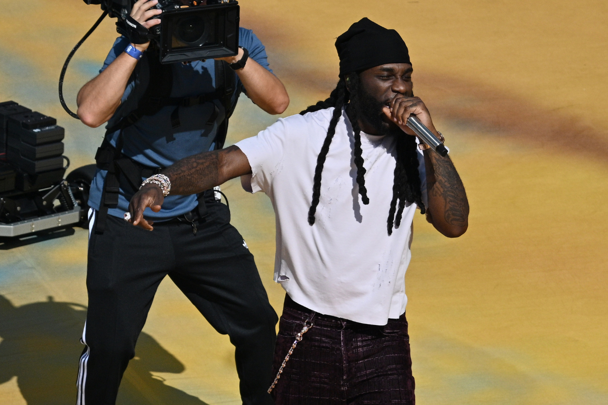 Burna Boy Wearing Burberry to The World Cup Final