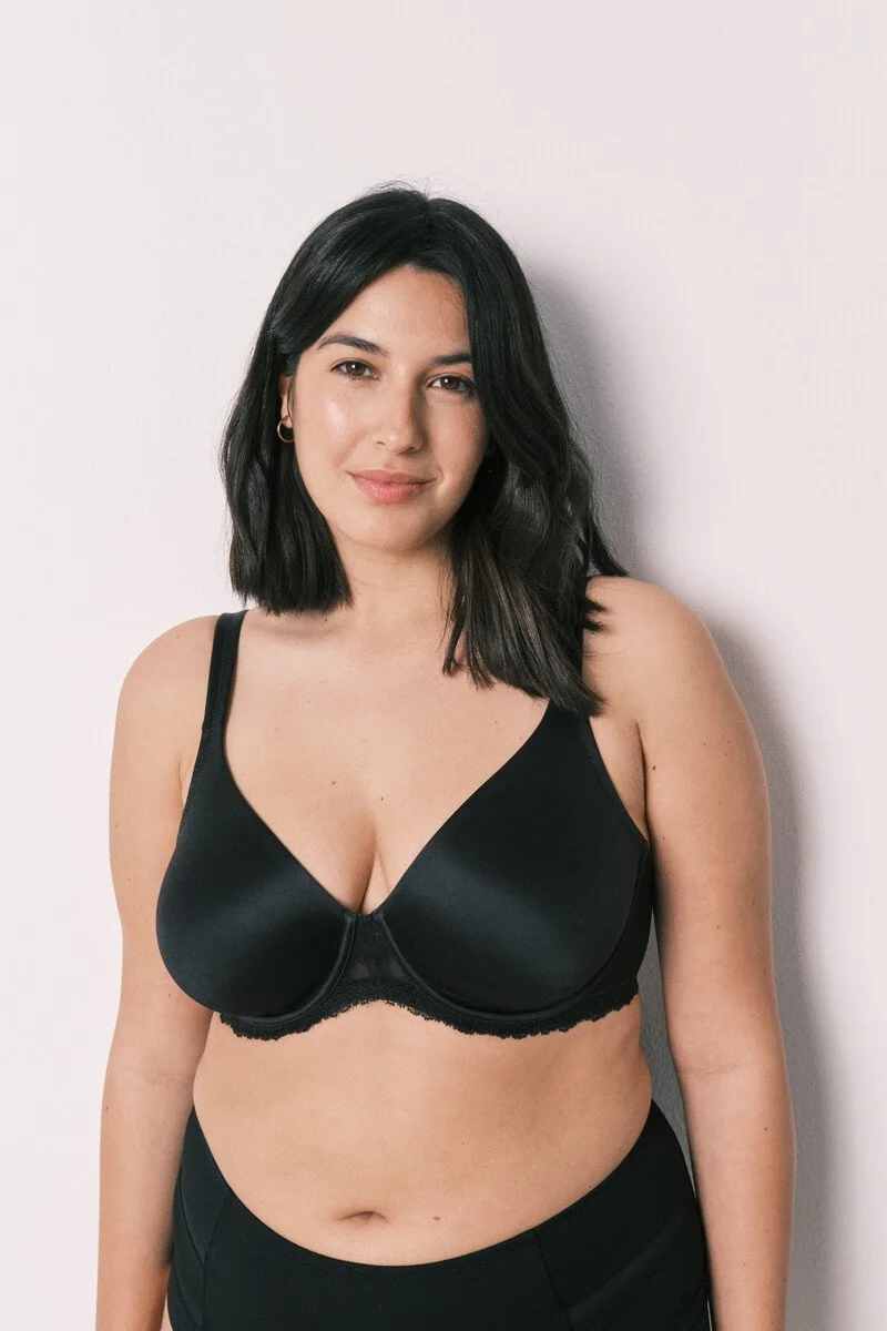 REAL black microfiber and lace minimizer bra.jpg