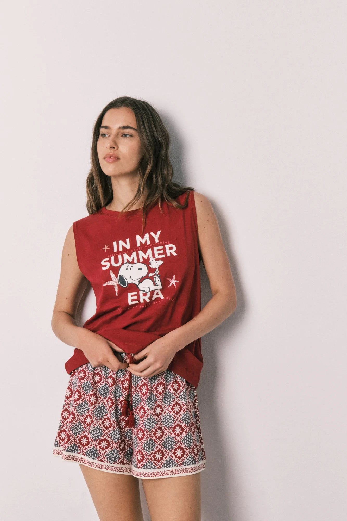 Snoopy Cotton Sleeveless Short Pyjamas.jpg