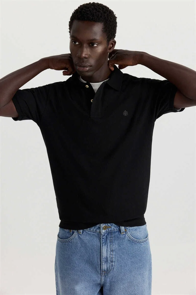 Piqué basic regular fit polo shirt - black.jpg