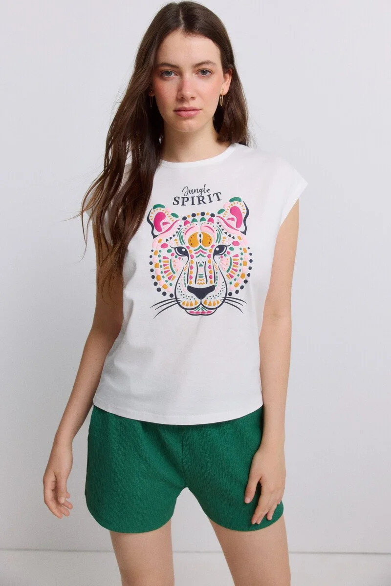 Sleeveless t-shirt with print - white.jpg