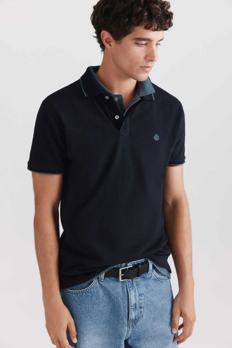 Slim fit piqué polo shirt with contrasting details - navy.jpg