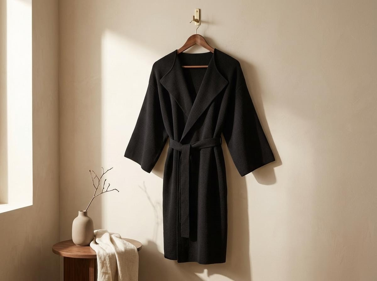 Merino‑Mantel Schwarz