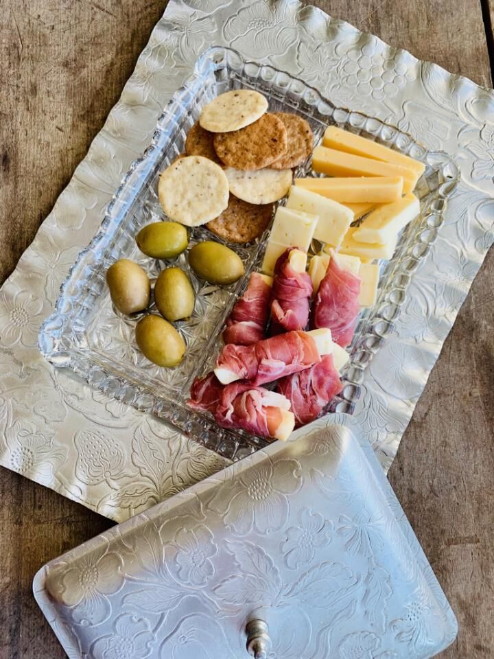 vip Charcuterie tray $35. ready for when you arrive or for special evening. pair with a delicious bottle of one of local wines or champagne.