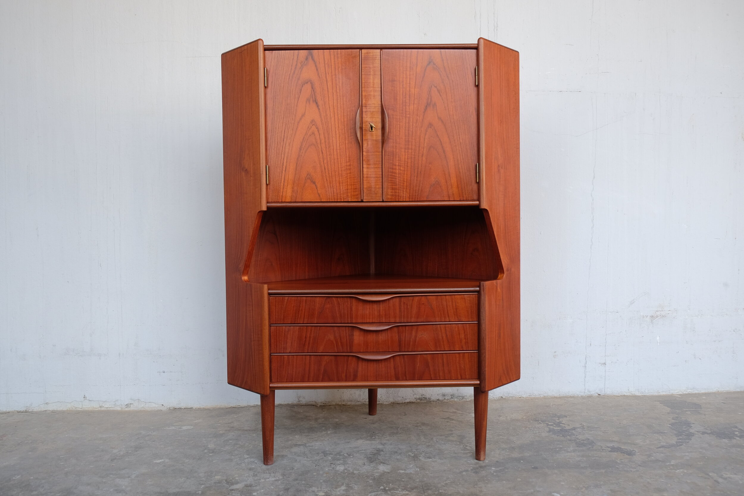 SOLD - Danish Corner Bar Cabinet