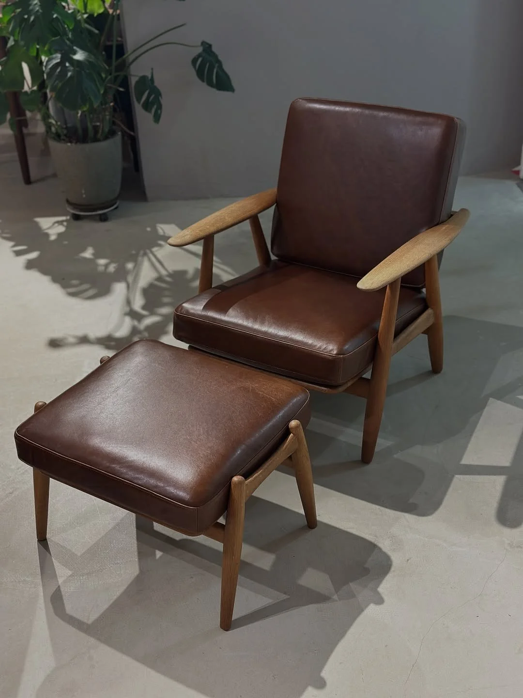 SOLD - Hans J Wegner GE-240 Easy Chair and Ottoman