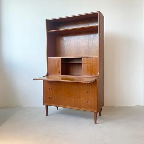 SOLD - Teak Secretary Bookshelf 