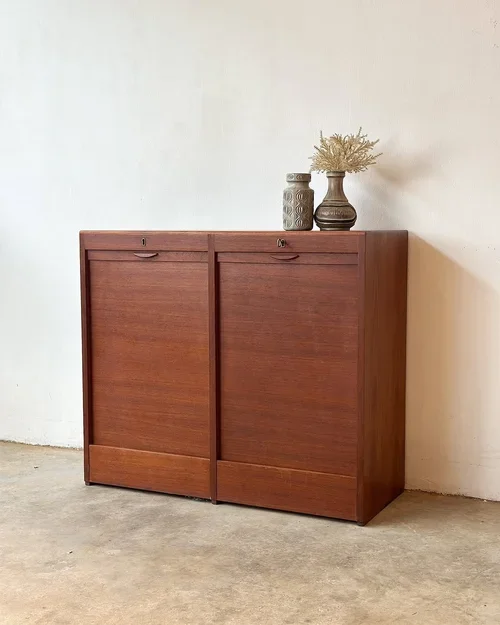 SOLD - Danish Filing Cabinet with Tambour Doors