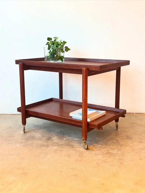 SOLD - Danish Cart on Wheels in Teak
