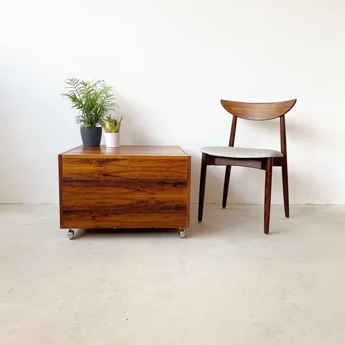 SOLD - Danish Bar Cabinet on Wheels 