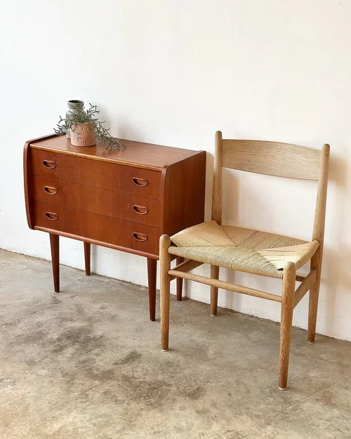 SOLD - Danish Bow-Front Chest of Drawers