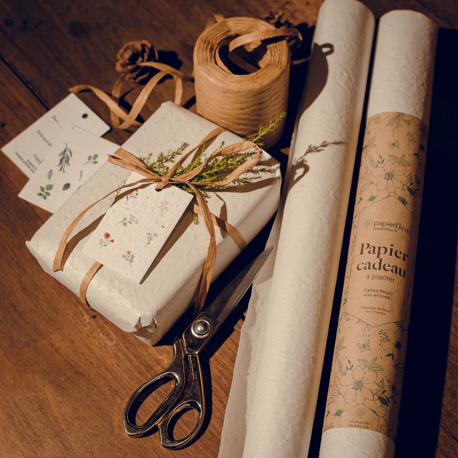Rouleau papier cadeau Noël vert : emballage cadeau vintage chic