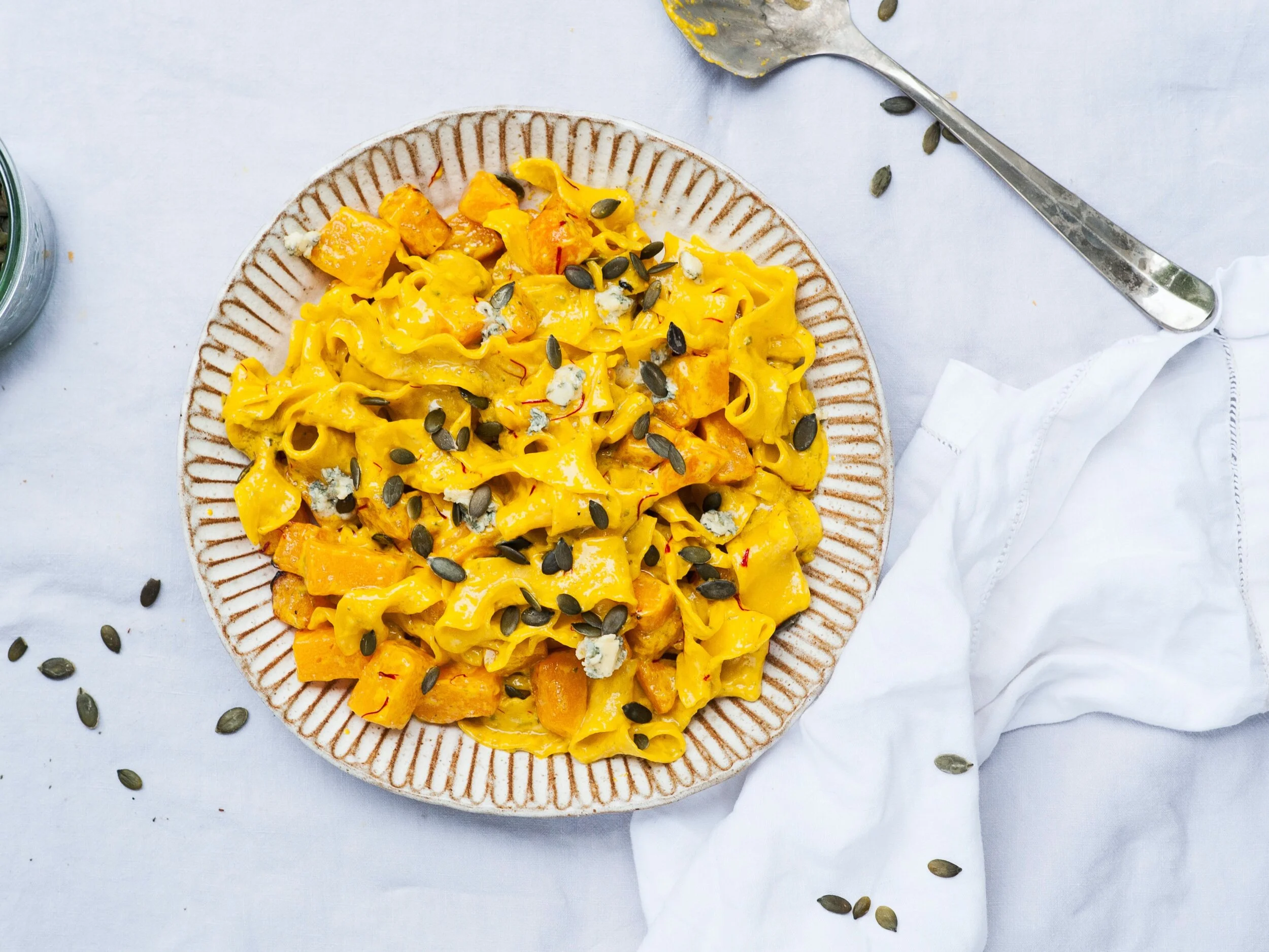 Roast Butternut Squash, Cashel Blue & Saffron Pappardelle