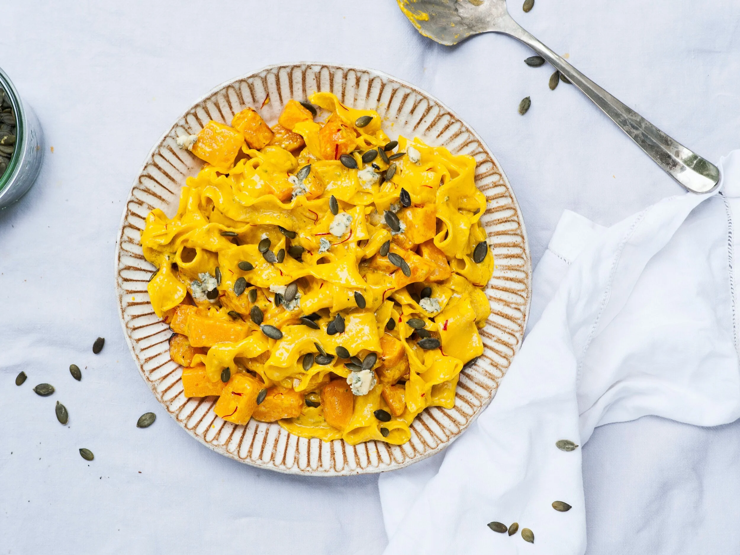 Roast Butternut Squash, Cashel Blue & Saffron Pappardelle Clodagh McKenna