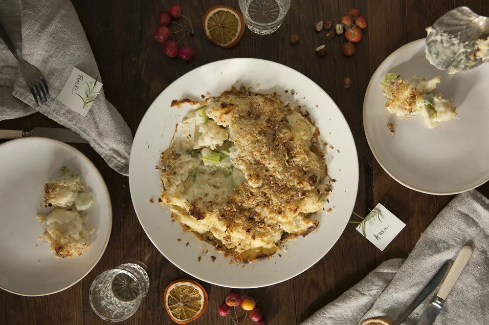 Cauliflower Cheese With A Crunchy Breaded Cheese Topping
