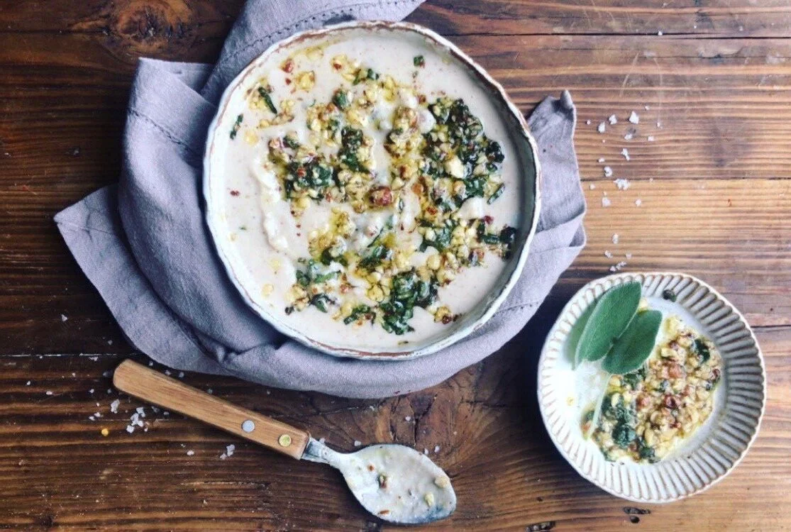 Celeriac Soup With Sage & Hazelnuts