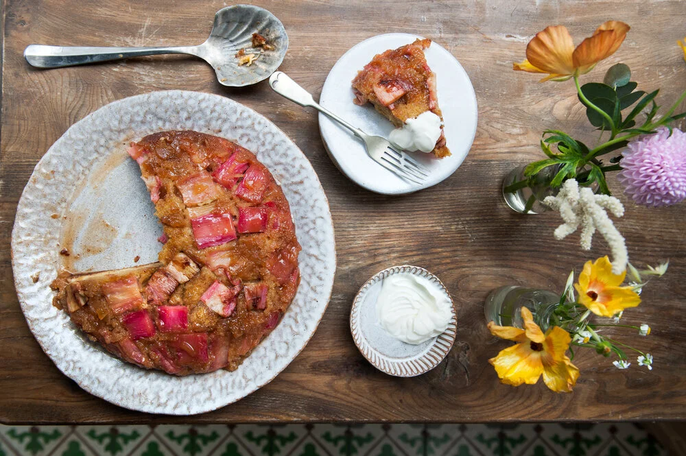 Rhubarb &amp; Ginger Upside Down Cake 