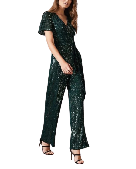 Emerald green sequin jumpsuit