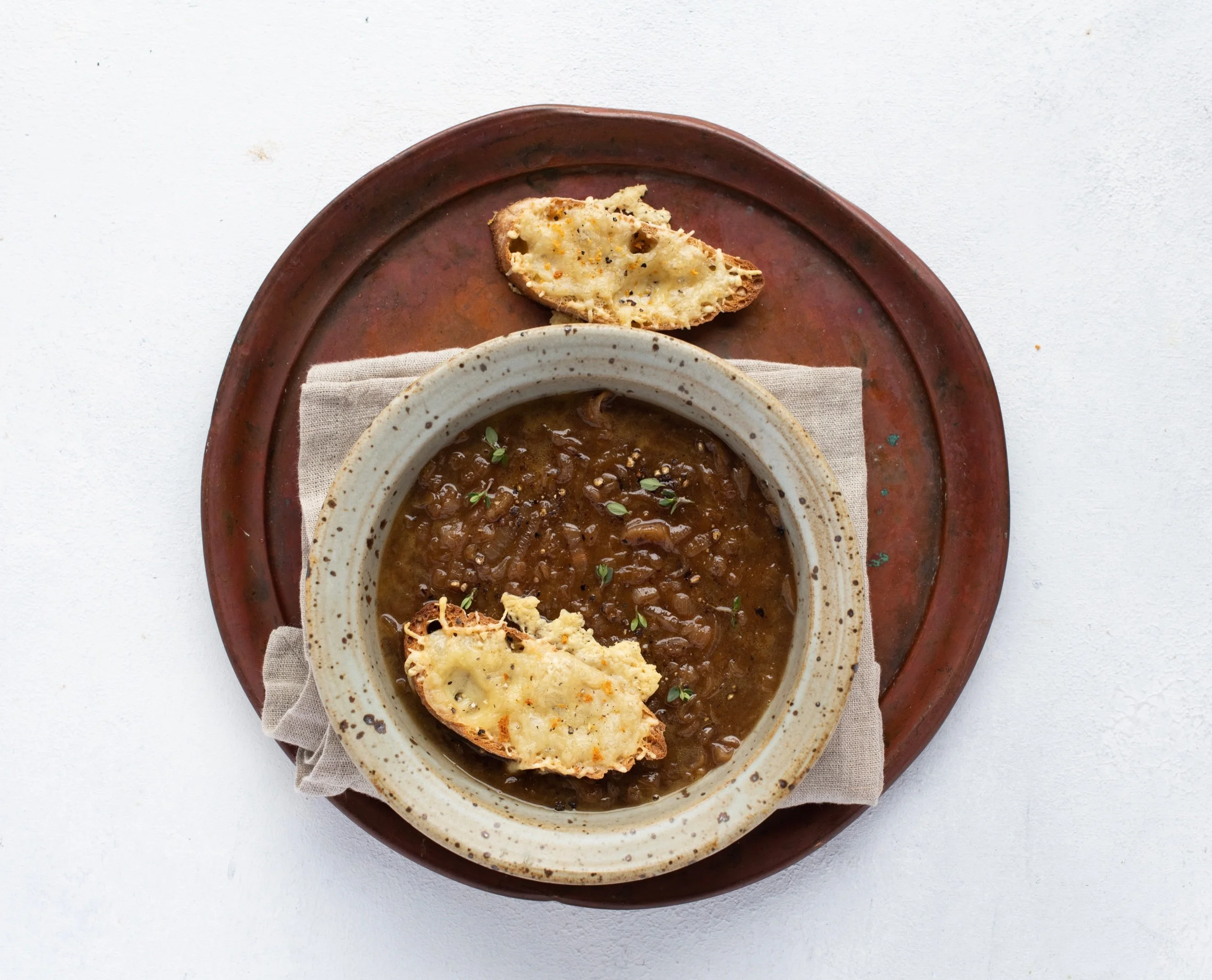 French Onion Soup With Cheesey Croutons
