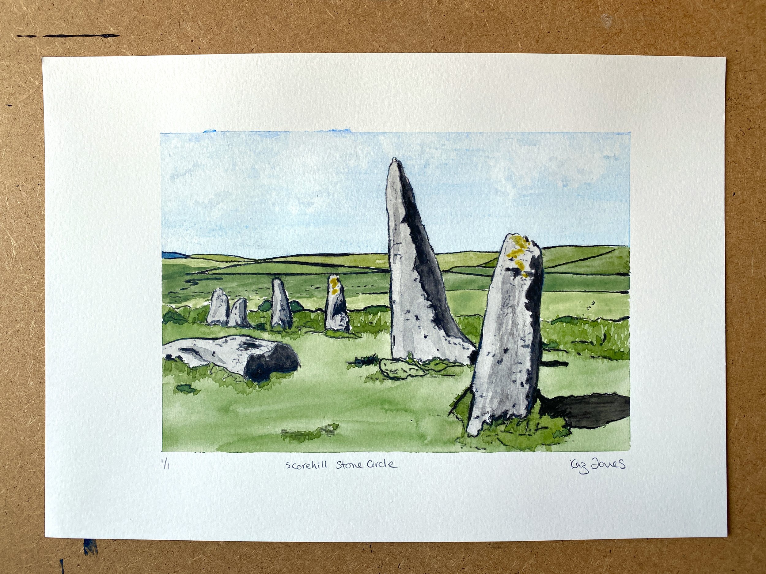 Scorehill Stone Circle Monoprint