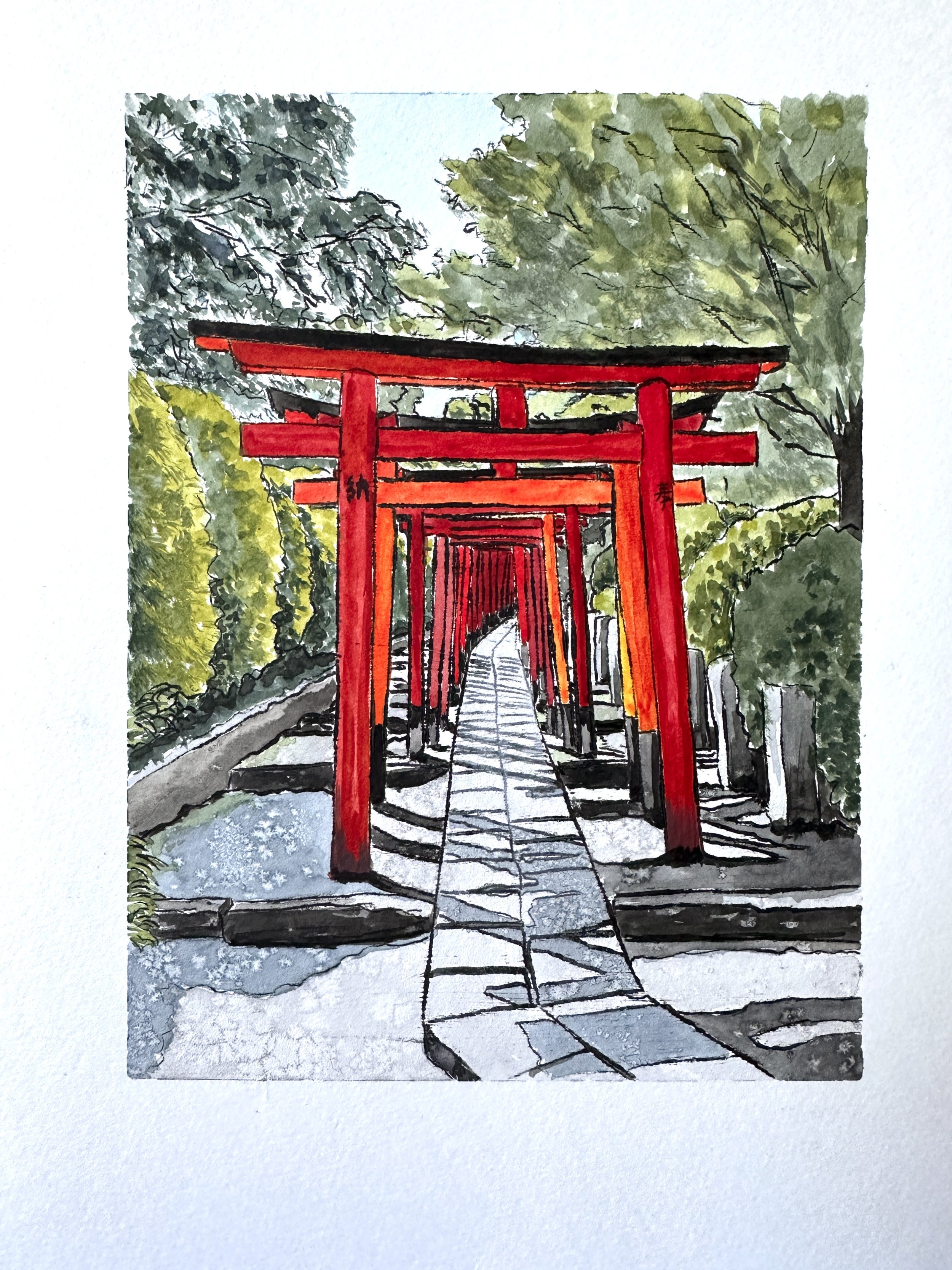 'Torii Gates, Nezu Shrine, Tokyo' A4 giclee print