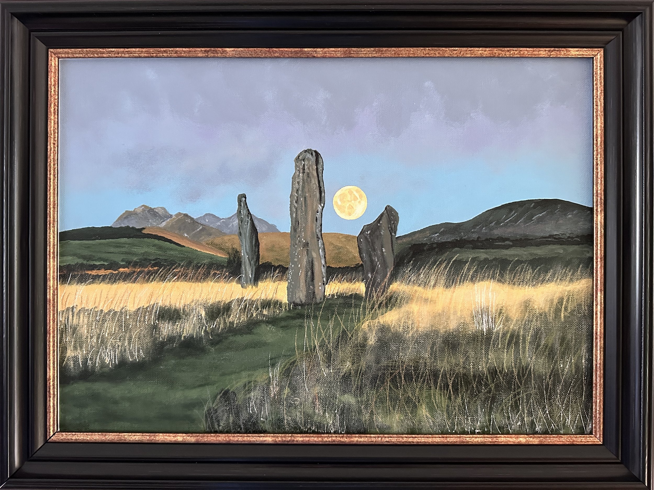 Harvest Moon rising over Machrie Moor, Arran