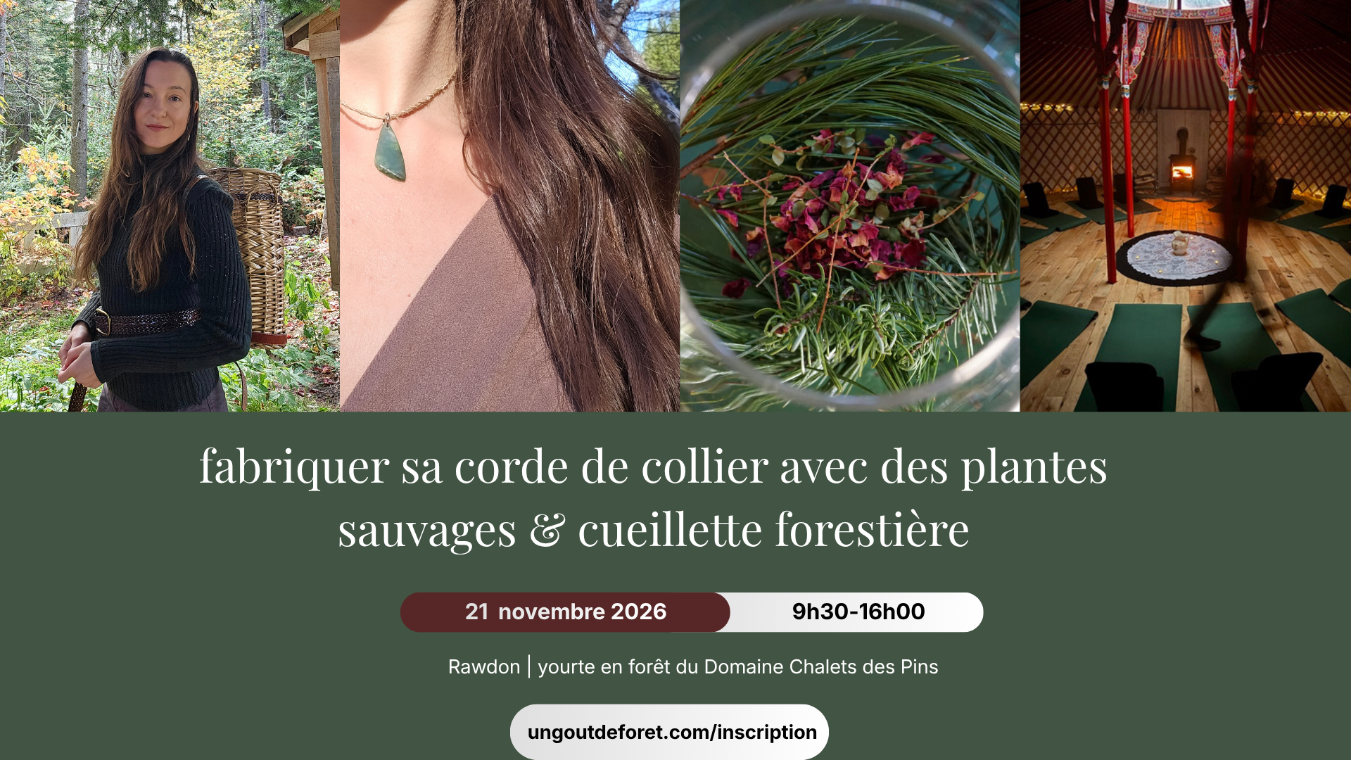 Fabriquer sa corde de collier avec des plantes sauvages &amp; cueillette forestière – 21 novembre 2026 - 9h30 à 16h - Rawdon