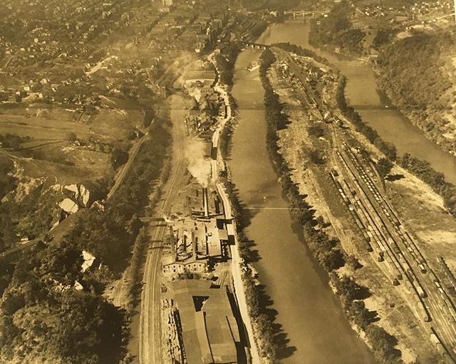 As I&rsquo;ve only ever known Percival&rsquo;s Island as a bike trail and natural area, I&rsquo;m always struck by images like this 1920s aerial showing the island&rsquo;s train yard history. Also, notice how the Lower Basin was packed with buildings