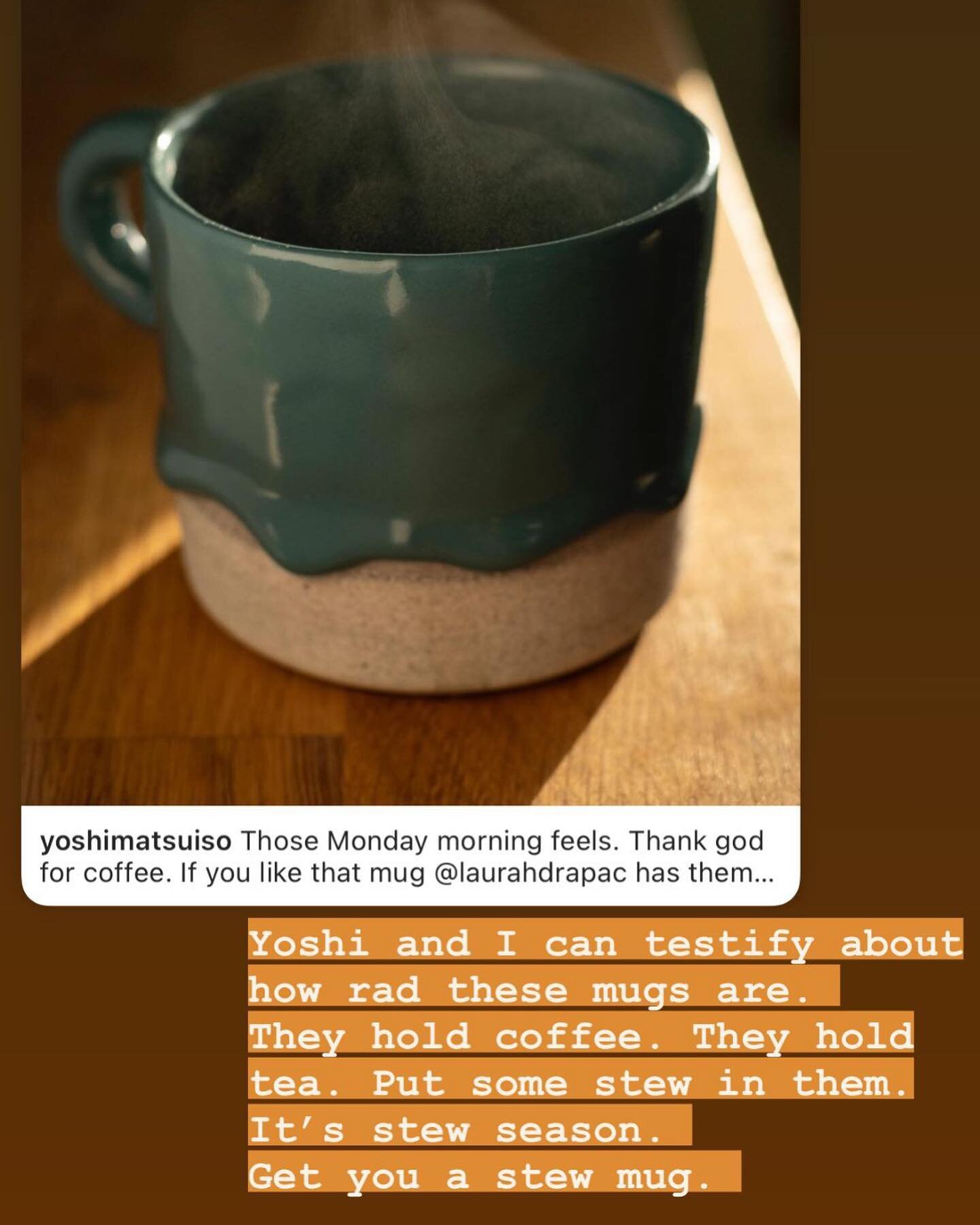 STEW MUG ! STEW MUG ! STEW MUG ! Beef vegetable. Seafood. African peanut. They all taste amazin in these things&hellip; and even if you have to do a quick reheat in the microwave cause you got distracted by whatever Prue and Paul were saying on the G