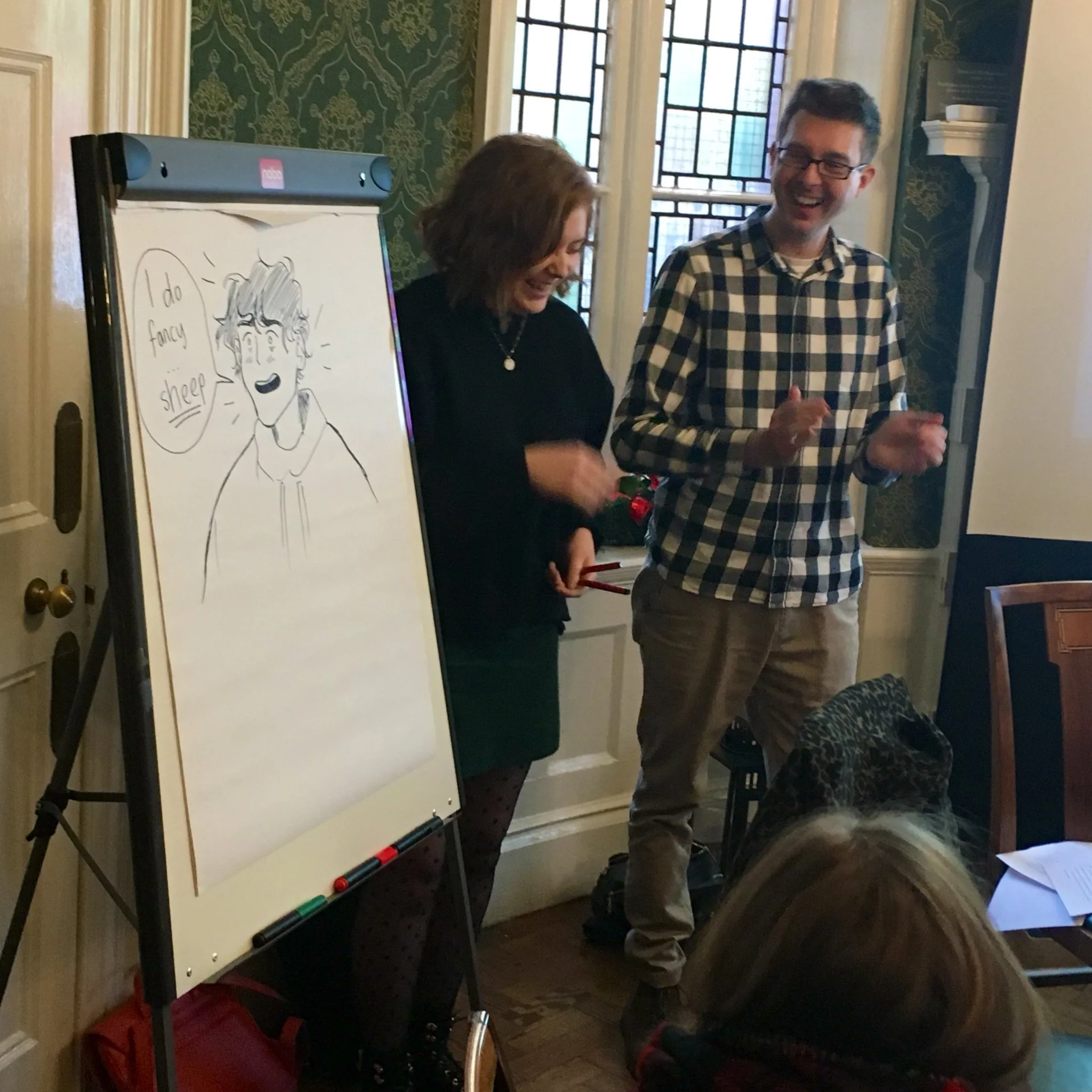 Presenting PENGUINS at a marketing conference with Alice Oseman.
