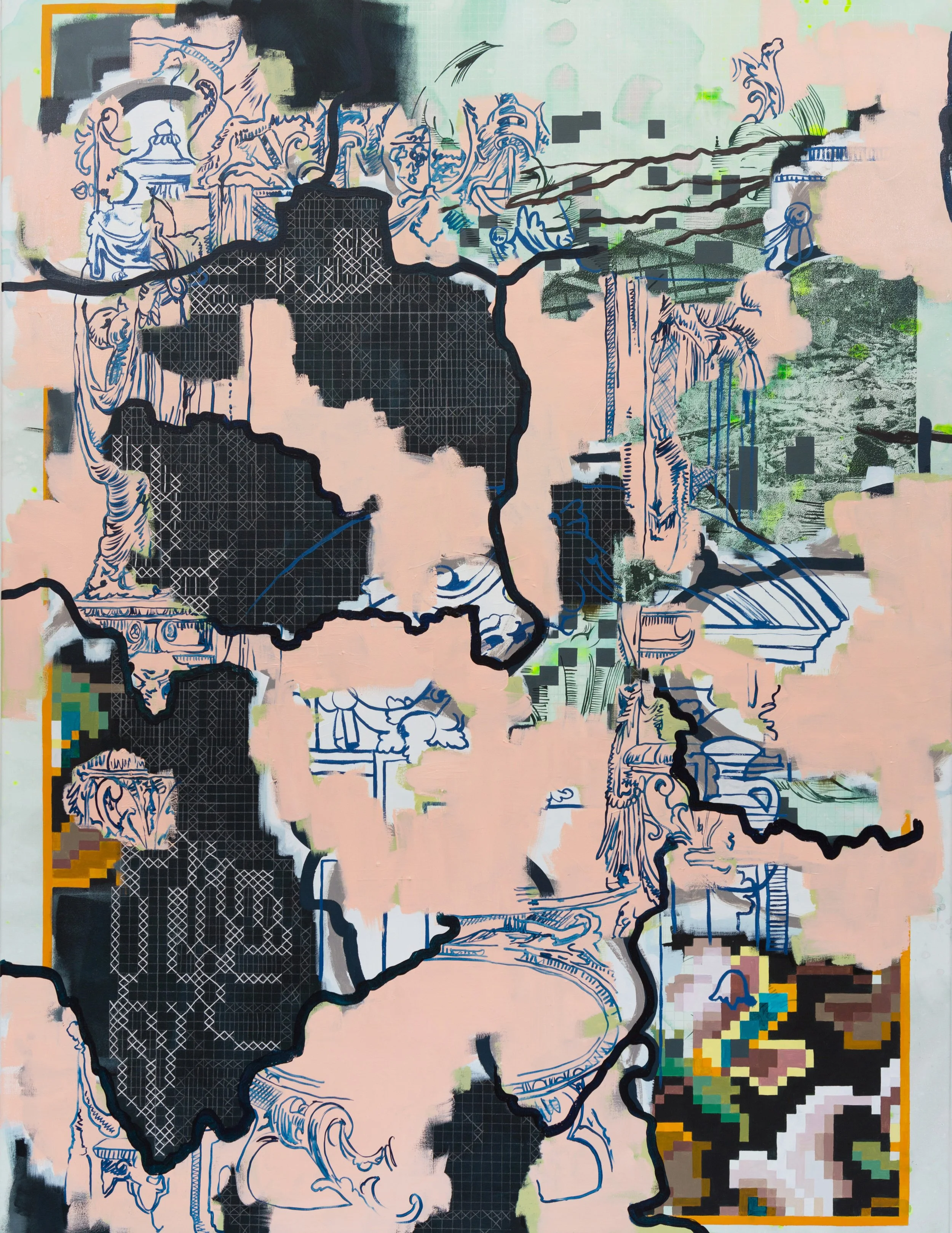 Diana Taylor.Unfinished tapestry by the fireplace.jpg