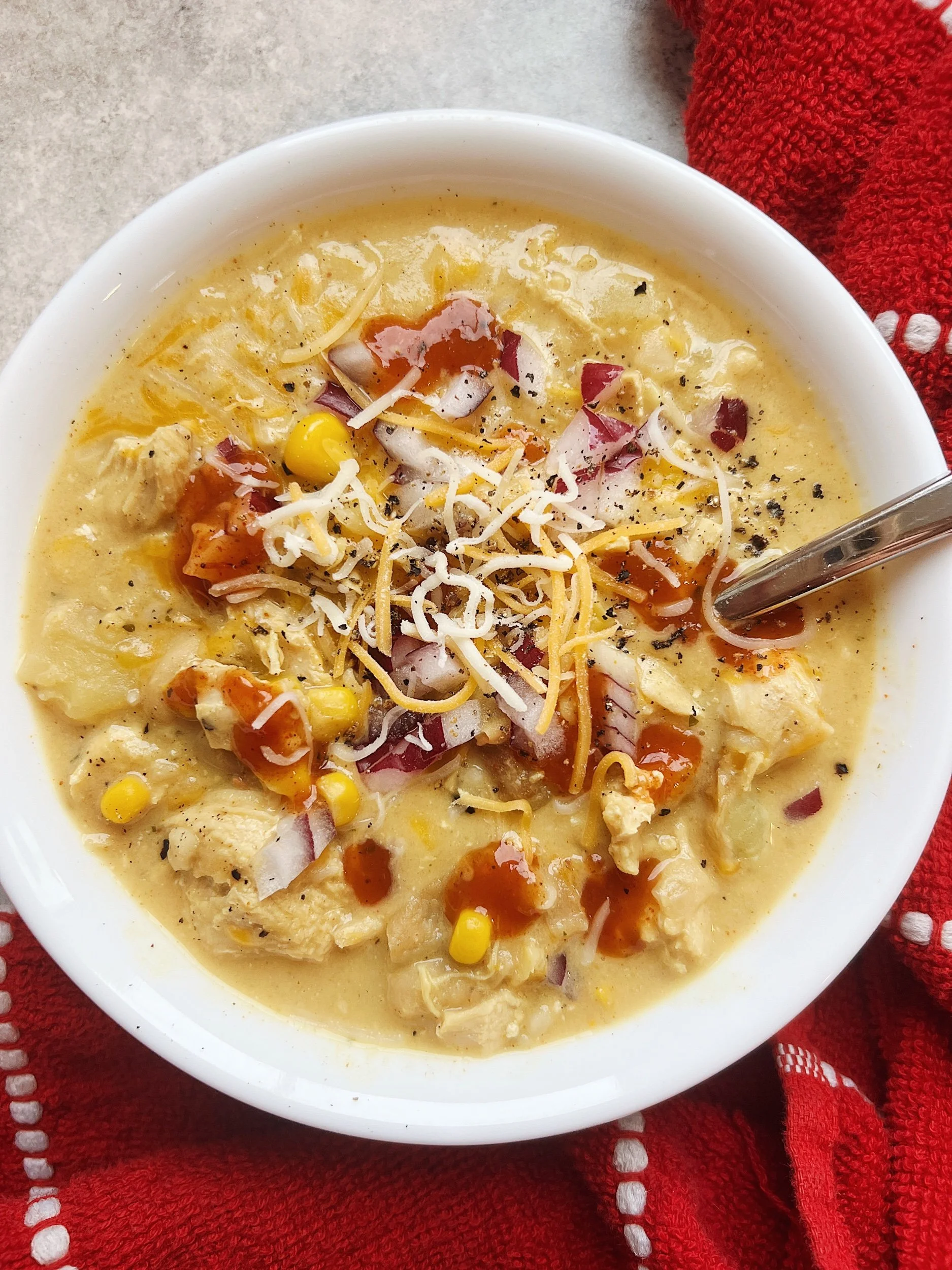 White Bean Chicken Chili with Corn &amp; Potatoes