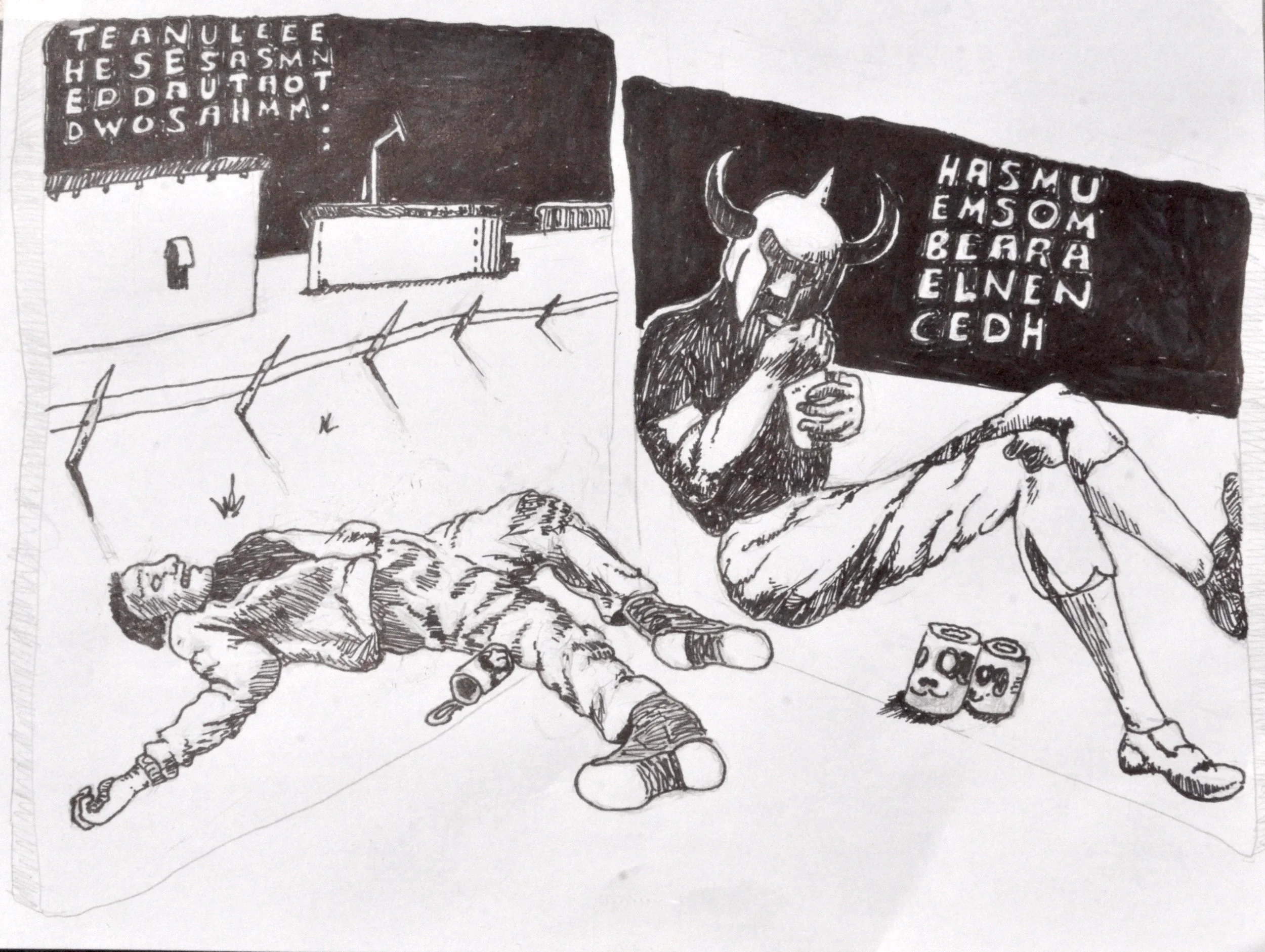  Page 40: The deed was done. As usual, at the same moment…  Page 41: he became less and more human.  (End of Act One). 