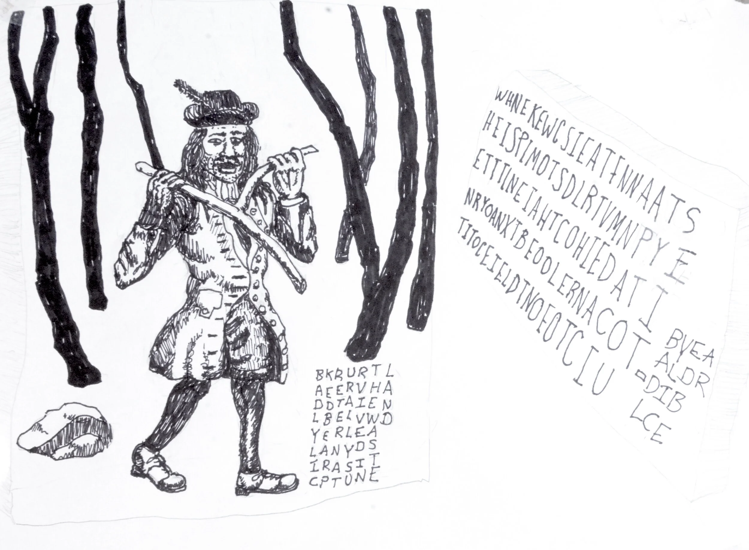  Page 53: Badly Licked Bear preternaturally survived in the wasteland.  Page 54: He wrote until he forecast the future...then he continued. "When the Trinity Test took place in New Mexico it established total control of the environment and a capacity
