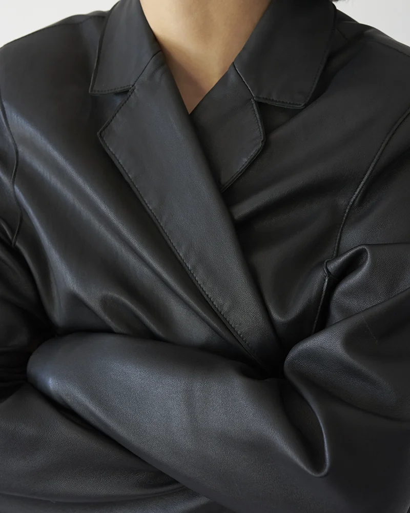 vintage leather blazer ethical materials