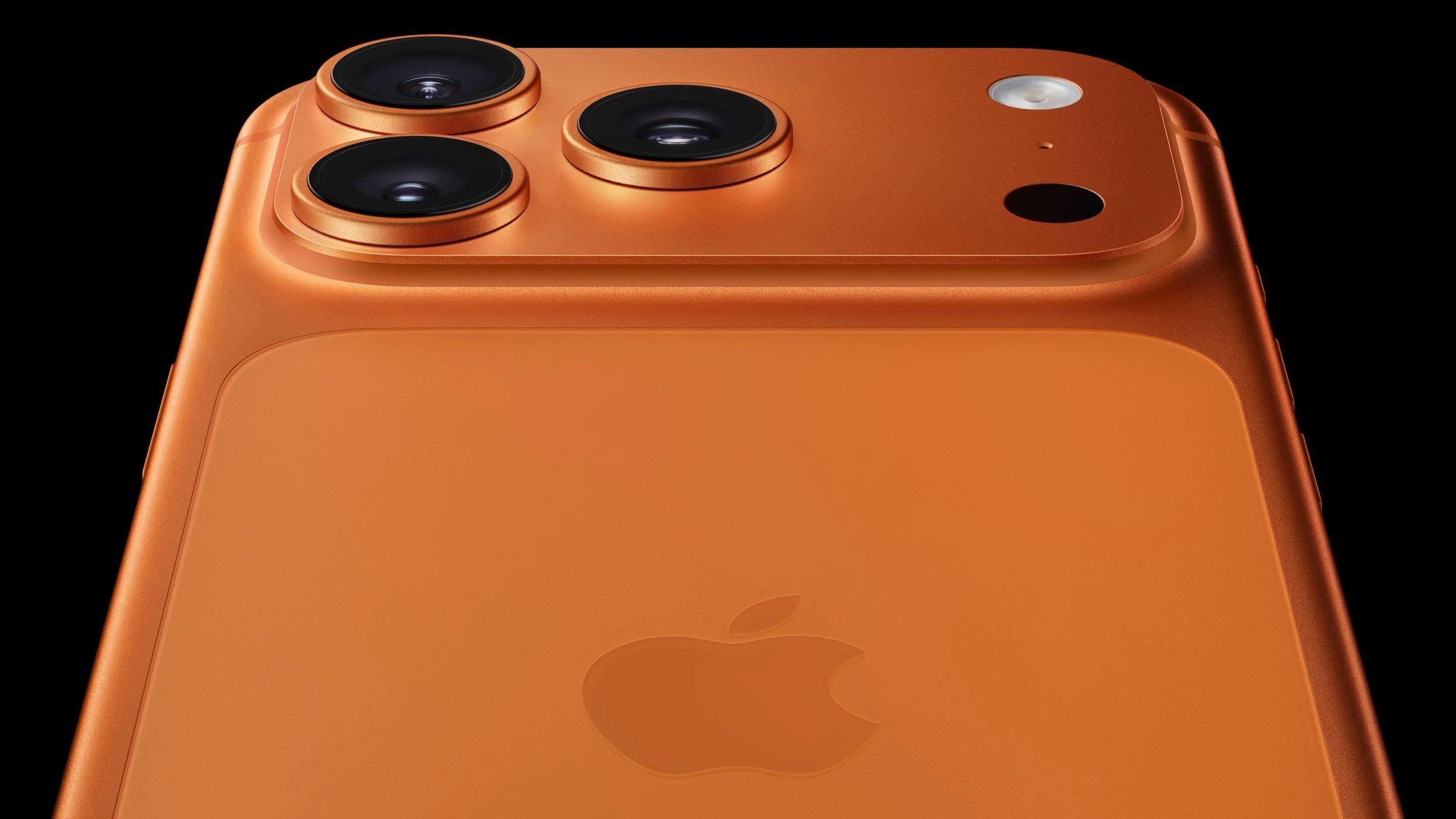 A close-up of the iPhone 17 Pro back camera array
