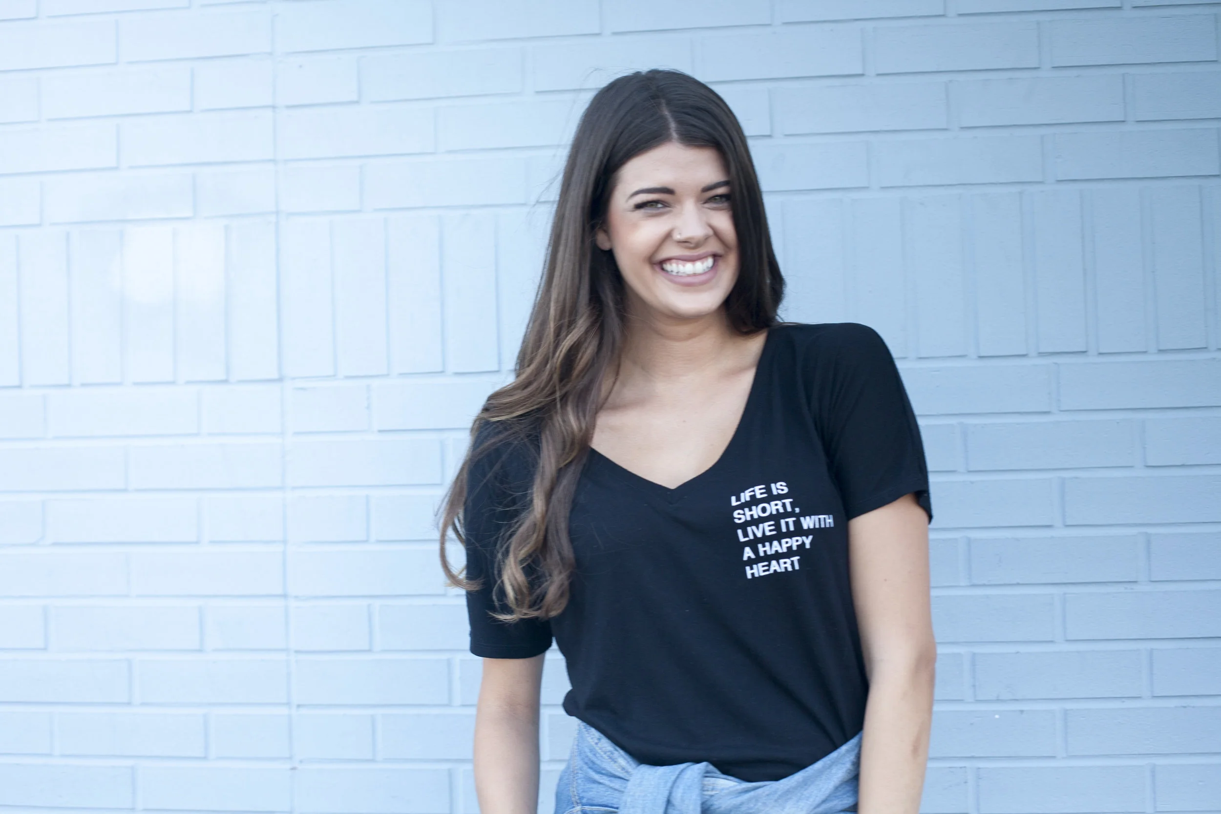 *SALE* Live Happy Tee - Womens V Neck