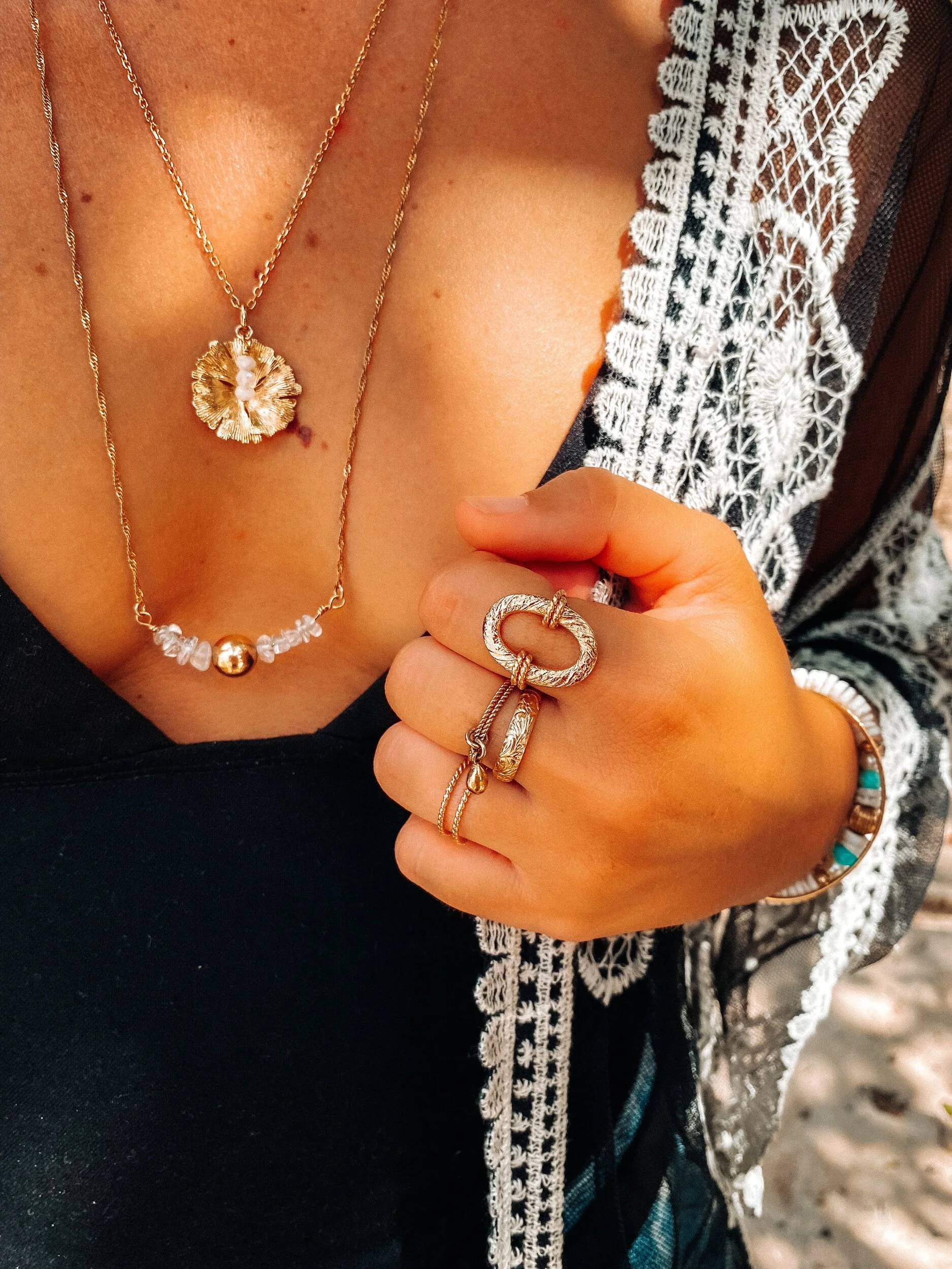 Bague Karukera plaqué or ou argent fine