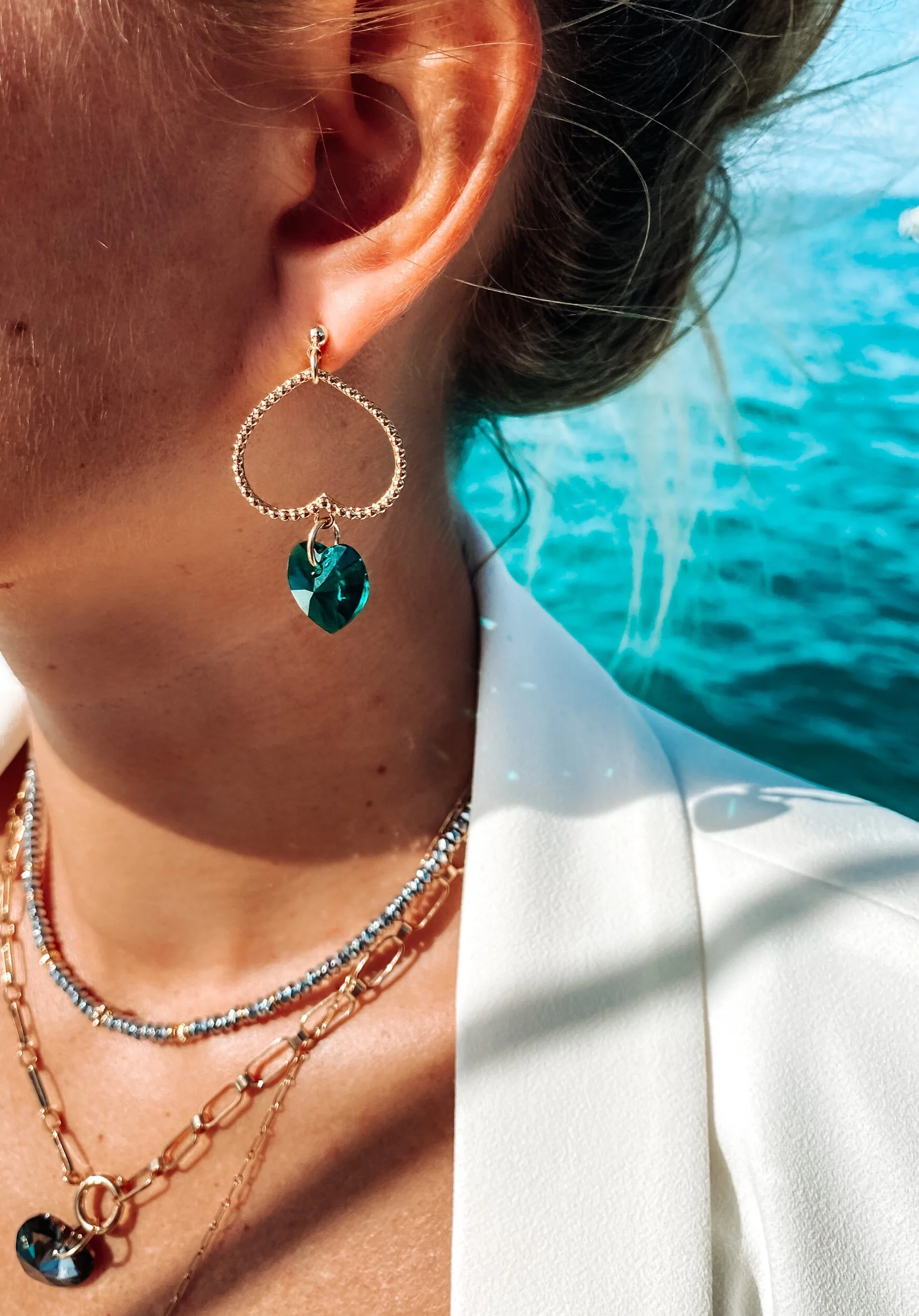 Boucles d'oreilles plaqué or et cristal de Swarovski look chic