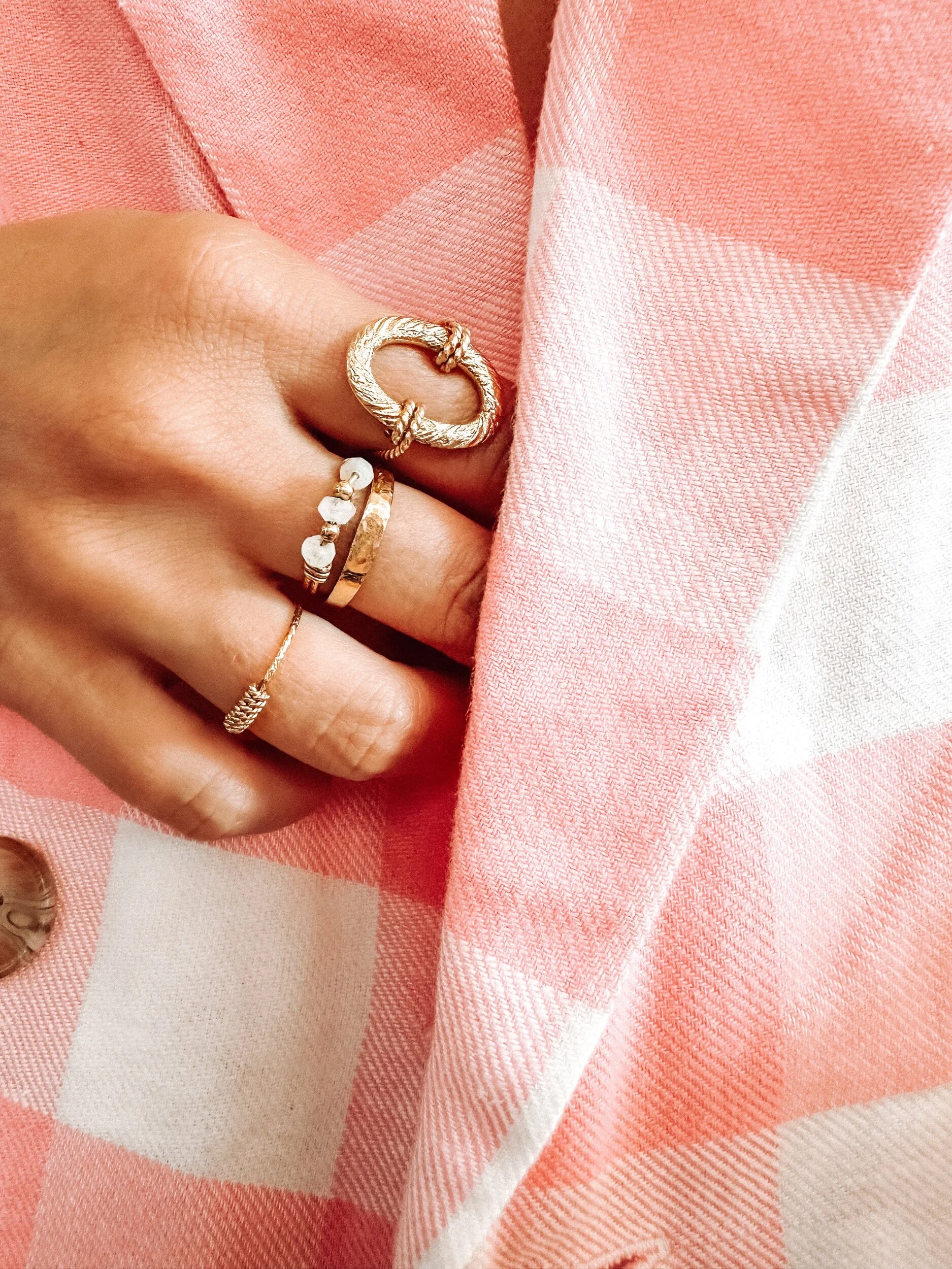 Bague Barbade plaqué or portée