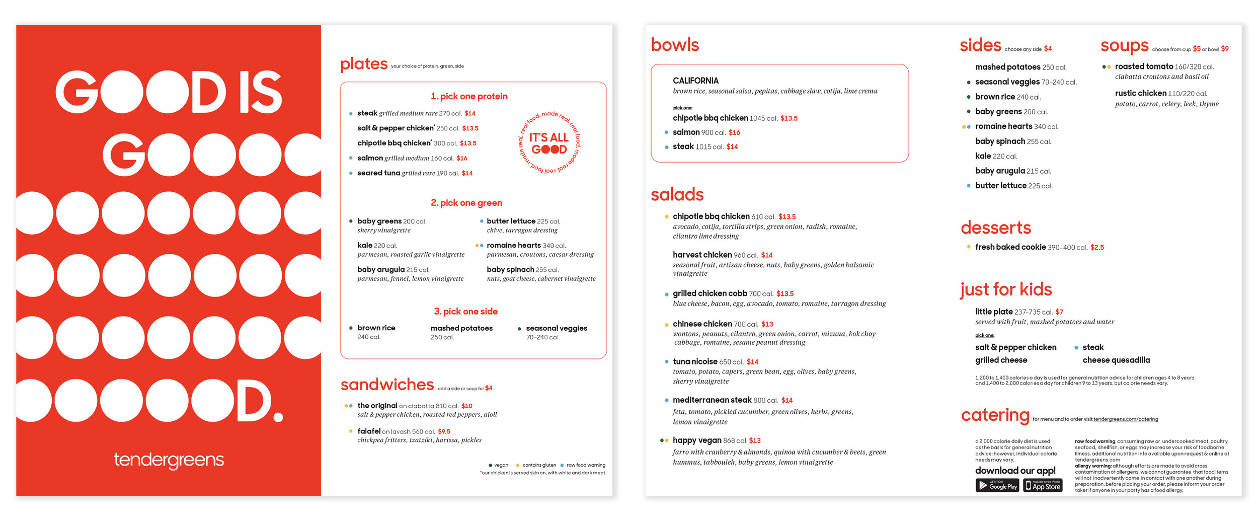 To-Go Premium Menu For Tender Greens (Online)