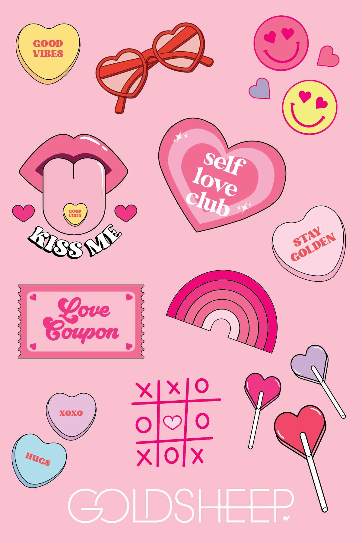 Goldsheep Valentine’s Day Sticker Sheet