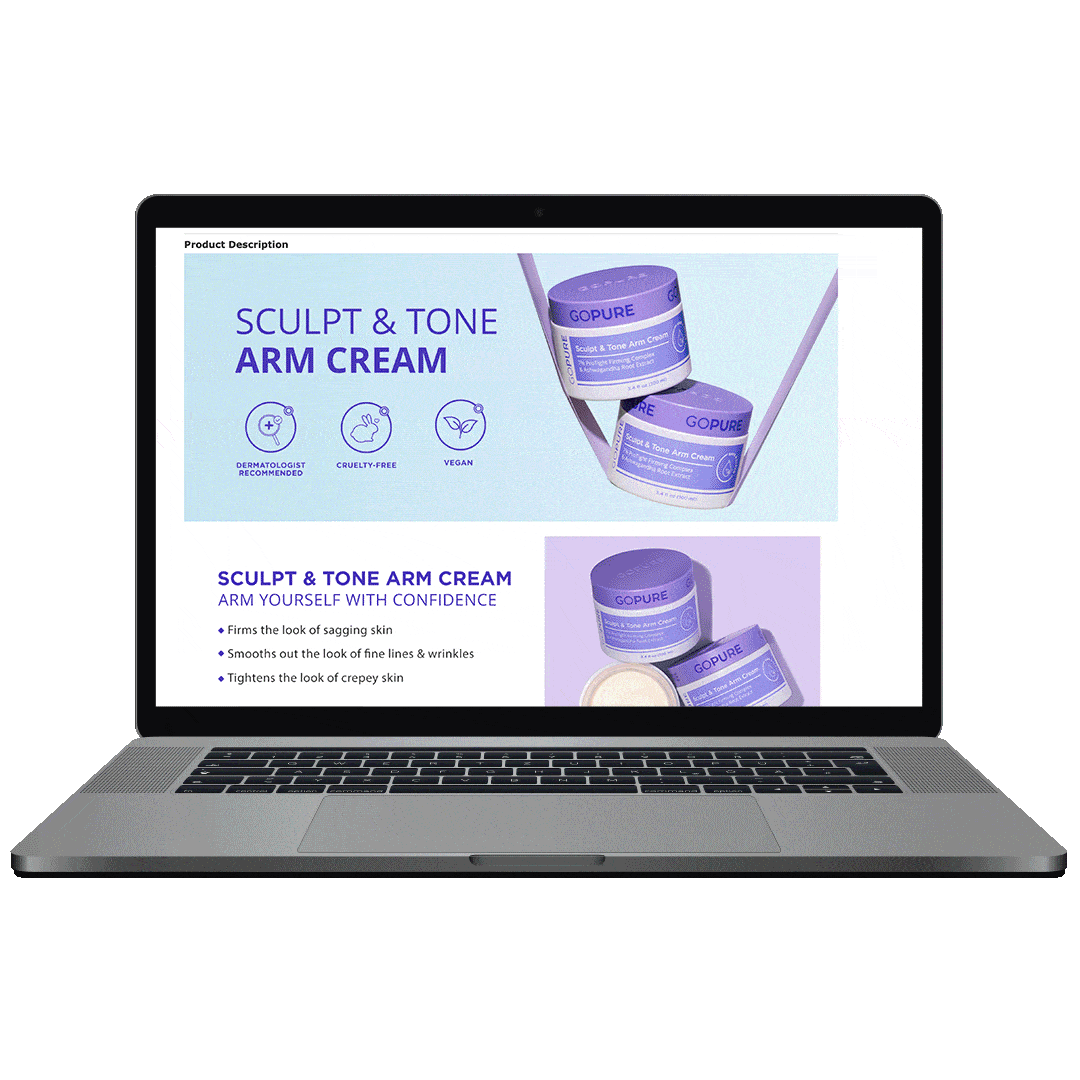 Mockup of the Sculpt & Tone Arm Cream Amazon A+ Content