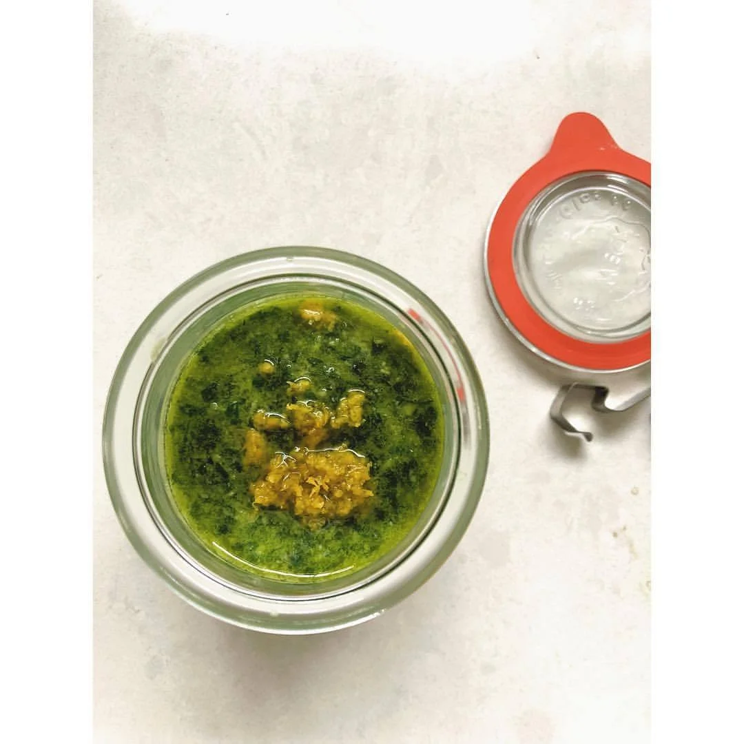 Going on pasta tonight and topping a soup tomorrow: HOLY BASIL PESTO. Holy Basil (Aka Tulsi) is an adaptogenic herb that can reduce cortisol levels and help with anxiety and hormone imbalance, among other things. It is widely regarded as one of the most useful broad-spectrum anti-stress adaptogenic herbs. It does beautifully in culinary uses - which is why you see it in so many teas. Made a fresh basil / lemon / garlic / pine nut pesto and simply added 3 tsp dried holy basil to it while in the food processor to level it up. 🌱🌱
.
.
.
#foodismedicine #healingfoods #superfoods #holybasil #tulsi #herbalmedicine #plantmedicine #homeremedies #onthetable #medicinekitchen #folkmedicine #healthathome #herbs #eatclean #eatyourgreens #levelup #mindfuleating #stressrelief #adaptogens #balancedmeal