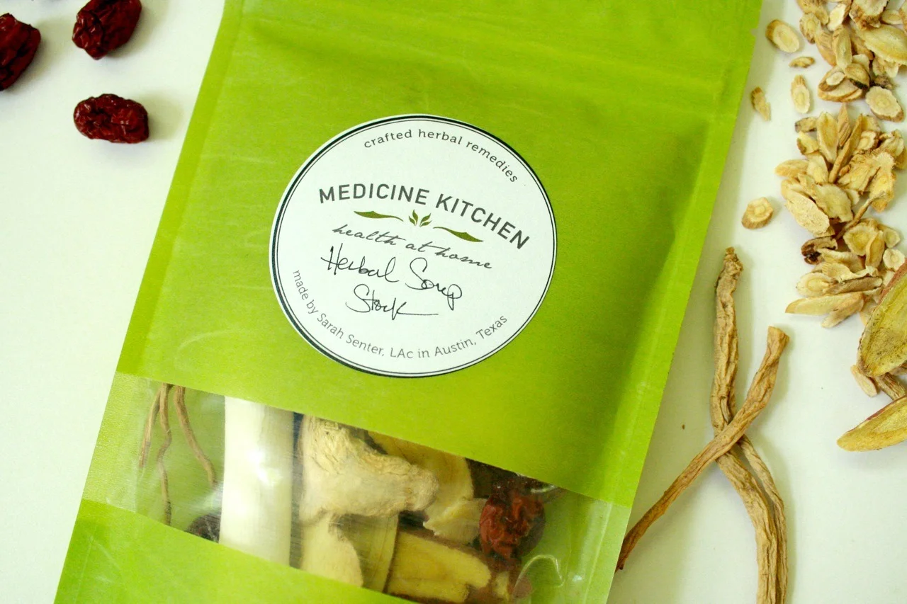Let me tell you about the MK Herbal Soup Stock mix. It’s a nourishing blend of six Chinese herbs. These herbs are renown for their nutritive properties like improving energy and metabolism, helping improve the quality of blood cells, optimizing blood and oxygen circulation, aiding digestion, and supporting healthy internal organ function. It is an overall “tonic” - which means it improves vigor and well-being. Herb-infused stocks and broths are also traditionally used in Chinese households to keep up the health of the whole family. It is gentle, safe, and nourishing for everyone. This product is also great (especially with certain additional herbs given separately) for vegetarians, vegans, and women who are trying to conceive.
I’ve been using my stock in the kitchen for weeks now. I drink it warm between meals; I use it when I’m cooking soups as a broth base; I use it when I need a bit of liquid added to steam veggies; I use other herbs added to it for various therapeutic effects. It tastes deliciously enriched - with a bit of spice and nutty flavor. A wonderful broth to boost your health and strengthen the body on a regular basis. I hope you can try it!