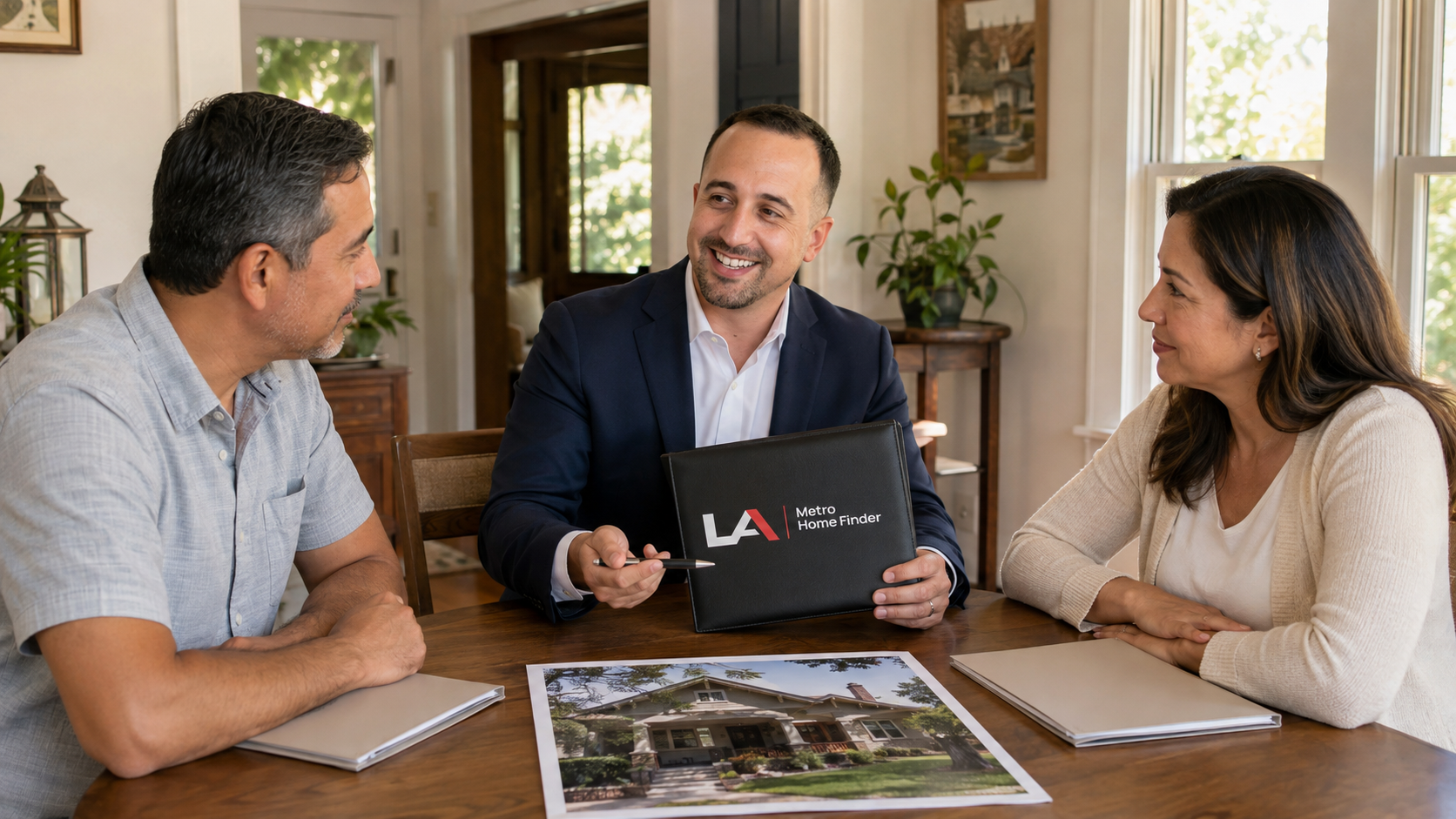 Illustrative Justin Borges helping two California homeowners compare house sale alternatives during divorce.