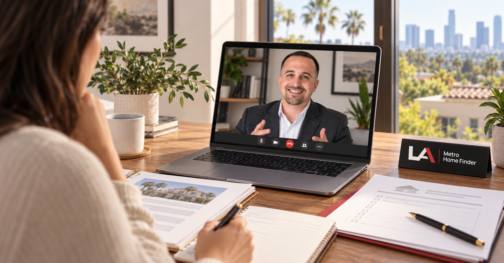 Justin Borges leading a Los Angeles probate-overbid planning consultation by video